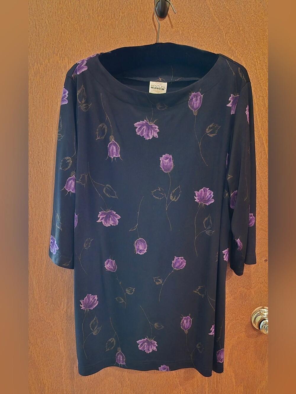 Women’s Black Tunic with Purple Floral Print